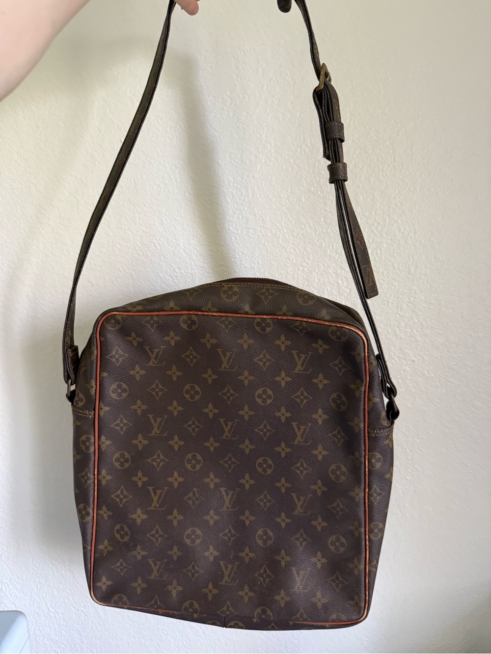 Louis Vuitton Brown Monogram Crossbody Messenger with Red Piping